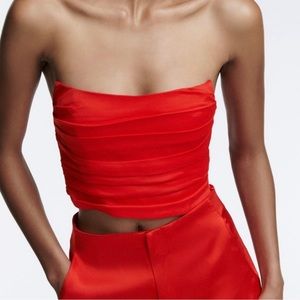zara tube top red